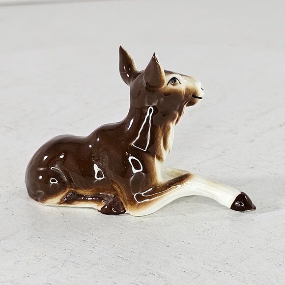 Bone China Moose Miniature Figurine Lying Down Brown Collectible Decor - Picture 4 of 8